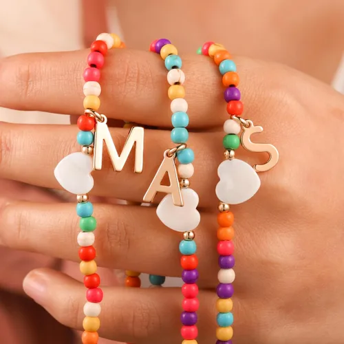 Miniatura 4 de Ursteel - Lindos collares coloridos con iniciales, gargantilla de cuentas de moda, regalo personalizado con iniciales para mujeres, adolescentes