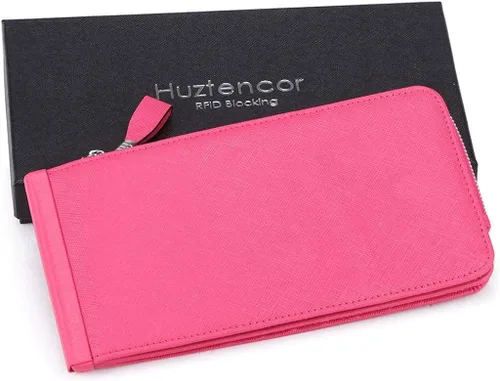 Miniatura 6 de Huztencor cartera de cuero con bolsillo para tarjeta de crédito bloqueo RFID, billetera, funda para tarjetas para mujer