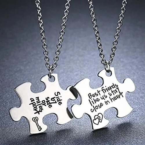 Miniatura 2 de Juego de 2 collares de mejores amigos para 2 Side by Side Or Miles Apart BFF Amistad Juego de collar a juego para mujeres y adolescentes, Metal