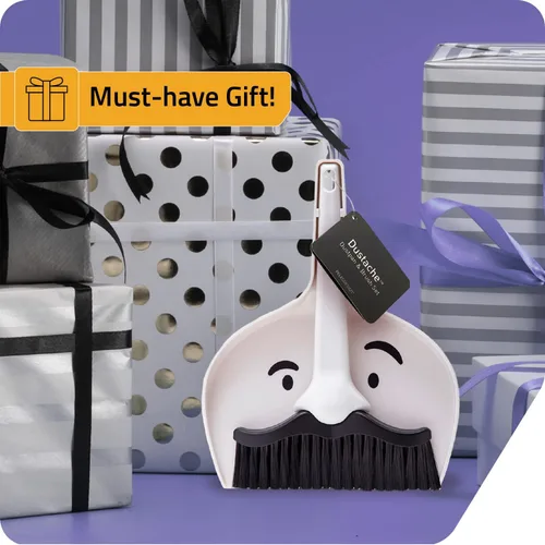 Miniatura 7 de Peleg Design Dustache - Juego de recogedor y cepillo pequeño, mini escoba y recogedor, diseño de bigote, juego de escoba pequeña y recogedor