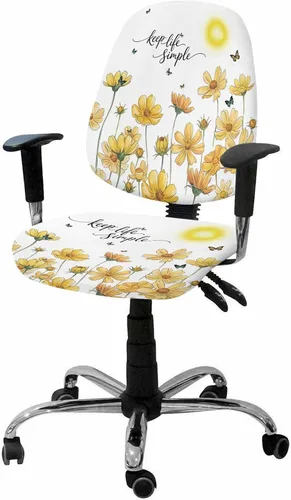 Miniatura 7 de Funda elástica para silla de oficina con temática de café, funda de asiento para silla de computadora, funda para respaldo, café, granja, retro