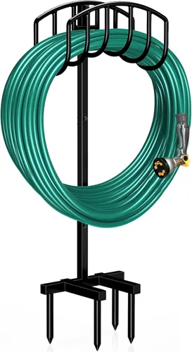 Miniatura 9 de Winpull Soporte para Manguera de Jardín Desmontable de Metal Resistente Colgador de Manguera de Agua, Estante Soporte de Almacenamiento de Manguera