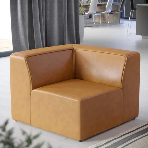 Miniatura 20 de Modway Mingle Sofá seccional de cuero vegano Silla con brazo izquierdo en gris