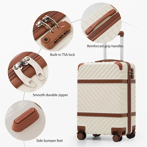 Miniatura 3 de Coolife Juego de equipaje Maleta de mano Equipaje PC Hardshell Equipaje TSA Lock Spinner Ruedas Manija Telescópica, marino, Juego de 3 piezas