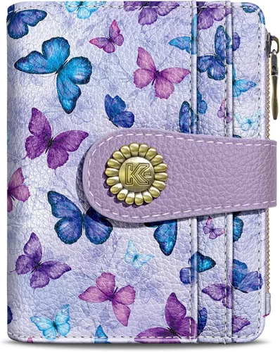 Miniatura 10 de Kelvoris Cartera pequeña Rfid para mujer, plegable, con cremallera, bolsillo para monedas, piel sintética, compacto, para tarjetas de crédito