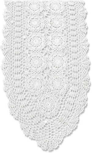 Miniatura 9 de KEPSWET Camino de mesa ovalado de encaje de ganchillo hecho a mano de algodón para mesa de café, mesa de café, soporte de TV, decoración beige 14 x