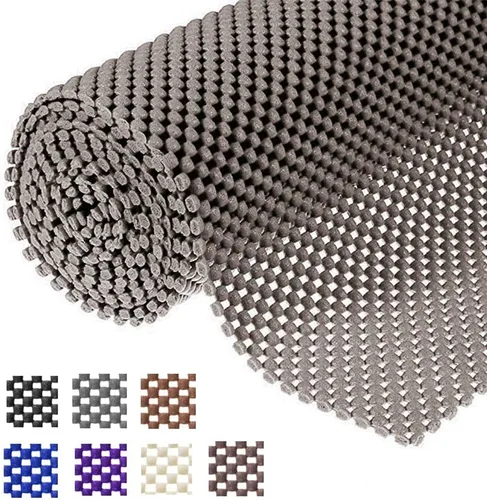 Miniatura 10 de Forro para Estantes Forro para Cajones Tapete Antideslizante Forros para Estantes 12" X 6.5' Patrón de Cuadrícula PVC No Adhesivo Forro con Agarre