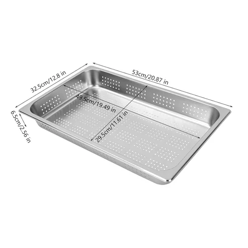 Miniatura 8 de Hotel Pan - Sartenes de acero inoxidable con tapa, paquete de 3 bandejas de vapor perforadas de 2.6 pulgadas y 4 pulgadas de profundidad para mesa