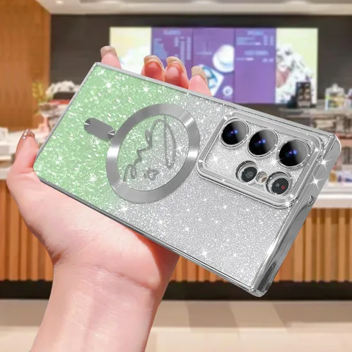 Miniatura 169 de ZONRW - Funda para Samsung Galaxy S22 Ultra magnética, para mujeres y niñas, cubierta trasera suave, lujosa, con corazón de amor, bling, degradado