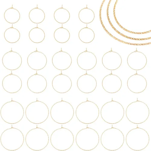 UNICRAFTALE Alrededor de 36 aretes de aro de oro de 3 tamaños 316 de acero inoxidable quirúrgico 316, aretes de aro de acero inoxidable quirúrgico