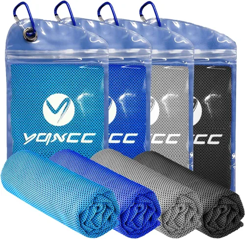 Miniatura 12 de YQXCC Toallas refrescantes Paquete de 4 unidades de 47 x 12 pulgadas Hielo fresco para cuello Microfibra suave transpirable para yoga, Gris