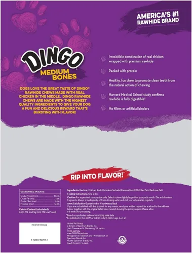 Miniatura 2 de Dingo Huesos medianos premium, cuero crudo para perros, hechos con pollo real