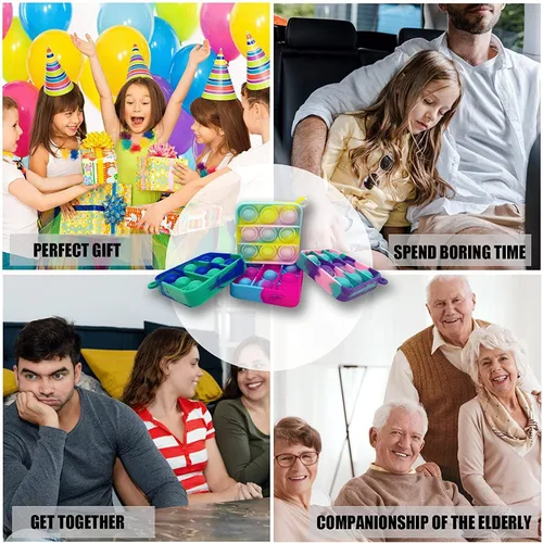 Miniatura 7 de 100 piezas de mini llavero de color aleatorio, juguete sensorial de silicona para apretar burbujas que hacen divertido para niños, alivio