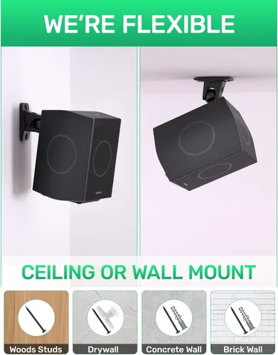 Miniatura 3 de Soporte de pared para altavoz trasero de sonido envolvente, soporte de montaje de techo para satélite universal, se adapta a orificio de cerradura