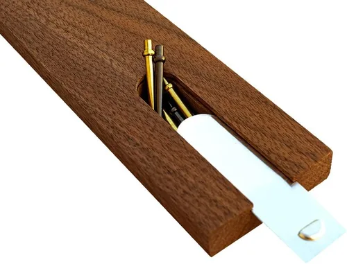 Miniatura 5 de Alex Cramer Spinner Domino Set. Estuche de cuero caramelo - Juego de dominó profesional para torneos de viajero - con Spinners - 28 dominós doble
