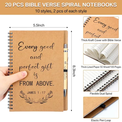 Miniatura 2 de Sayglossy 40 unidades de regalos cristianos a granel para el día de la madre, cuaderno inspirador en espiral, versículo bíblico, bolígrafo pequeño