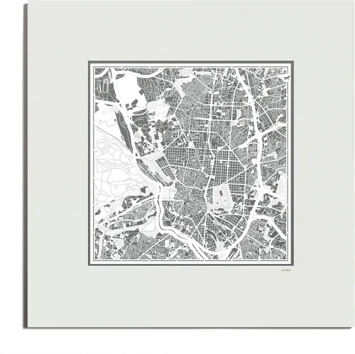 Miniatura 52 de O3 Design Studio Mapa de corte de papel Madrid negro mate de 20 x 20 pulgadas