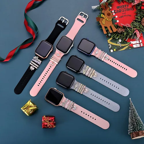 Miniatura 5 de Anillos de amor decorativos compatibles con Apple Watch de cuero de silicona de 1.77 pulgadas, 1.73 pulgadas, 1.65 pulgadas, 1.61 pulgadas, 1.57