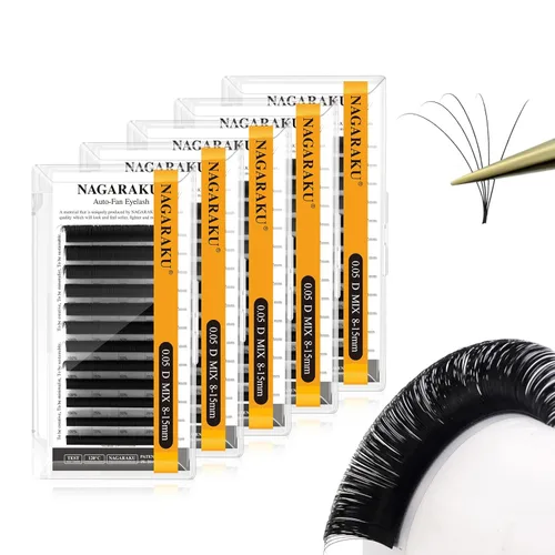 Miniatura 23 de NAGARAKU Easy Fan Extensiones de Pestañas Volumen Lash 0.07 Rizo D 8-15mm Bandeja Mixta Floración Rápida Visón Sintético en Racimo Para Ventilador
