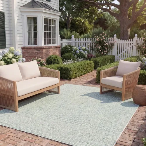 Miniatura 50 de SAFAVIEH Alfombra lavable al aire libre, colección Courtyard - 2'3" x 5', gris y negro, no desprende pelusa y fácil limpieza, ideal para patio