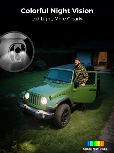 Miniatura 6 de Cámara de seguridad solar inalámbrica WiFi Pro para exteriores, visión nocturna a color de 4 MP, detección de movimiento AI/PIR, 360 PT, audio de 2