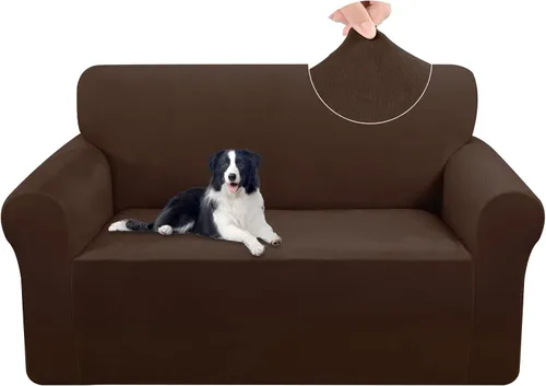 Miniatura 20 de U-NICE HOME Fundas de terciopelo para sofá, fundas elásticas para sofá de 3 cojines, protector de muebles (XL, grande, beige)
