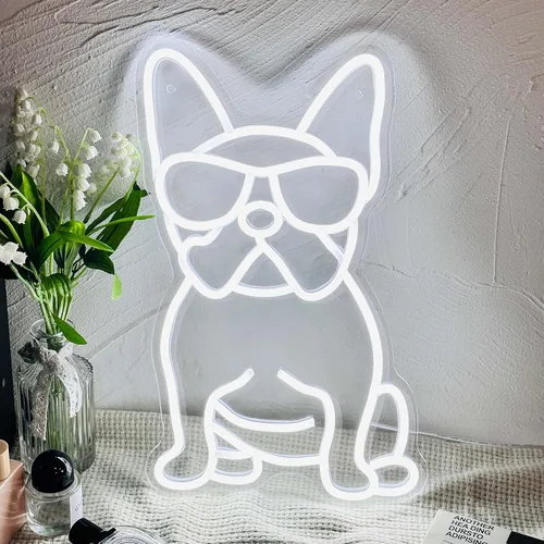 Miniatura 8 de Letrero de neón de Bulldog Francés con gafas LED de luces de neón Fench Bulldog Accesorios Decoración Frenchie Bulldog Francés Regalos