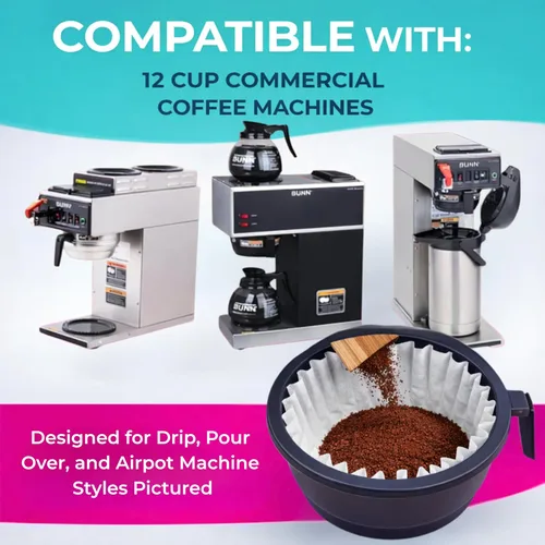 Miniatura 3 de Filtros de café grandes de Katy – Filtros de café comerciales para 12 tazas (24.1 cm x 11.4 cm) Papel premium y extracción de preparación, altos