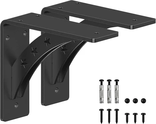 Miniatura 16 de Soportes de estante resistentes de 7 x 6 pulgadas, carga máxima de 900 libras, soportes de metal de aleación de alta calidad (juego de 2) soportes