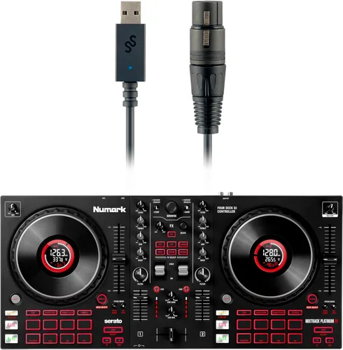Miniatura 10 de Numark Mixtrack Platinum FX Controlador para DJ, para Serato DJ, con control de 4 cubiertas, mezclador, interfaz de audio incorporada, rueda