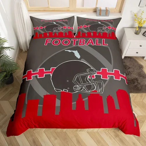Miniatura 17 de Erosebridal Funda de edredón de fútbol tamaño individual, juego de ropa de cama de fútbol para niños, niños y niñas, funda de edredón con 1 funda