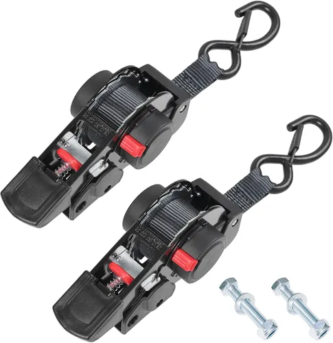Ayaport Correas de trinquete retráctiles de 1 pulgada x 6 pies, correas de amarre atornilladas al remolque, resistencia a la rotura de 1410 libras,