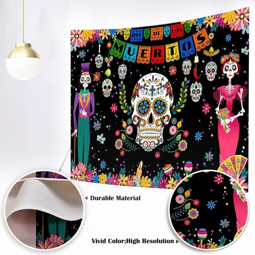 Miniatura 4 de Mocsicka Telón de fondo del Día de los Muertos mexicano, Día de los Muertos, fiesta de calavera de azúcar, decoración de fiesta, decoración
