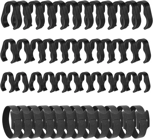 Miniatura 9 de Pinzas para cable de soporte de micrófono, abrazadera de plástico para poste de pluma, varios tamaños con bridas (32 unidades)
