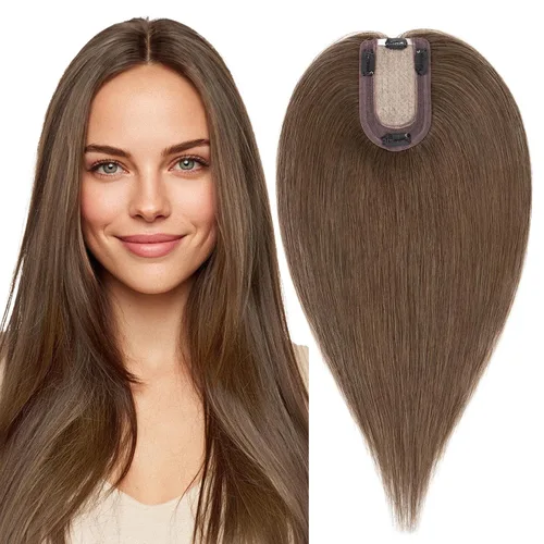 Miniatura 21 de MY-LADY Extensiones de cabello humano para mujeres con base de seda y clip de encaje, 150% de densidad, cabello humano real, 7 * 13 cm, lacio, 6