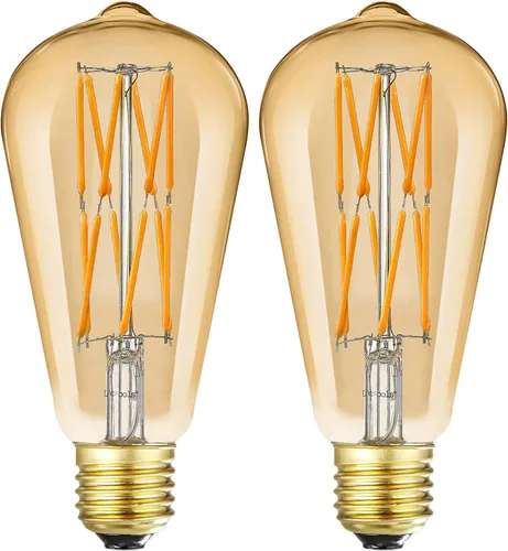 Leools Bombillas LED Edison vintage regulables de 12 W, equivalente a 100 vatios, blanco cálido de 2500 K (vidrio dorado ámbar), base E26, forma