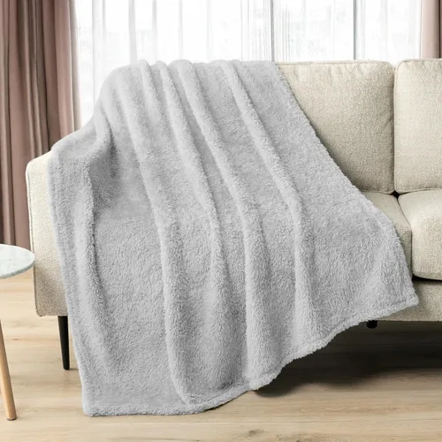Miniatura 26 de PAVILIA - Manta de sherpa para sofá, gris esponjosa y cálida, manta de felpa suave para cama, acogedora, súper suave y ligera, manta decorativa
