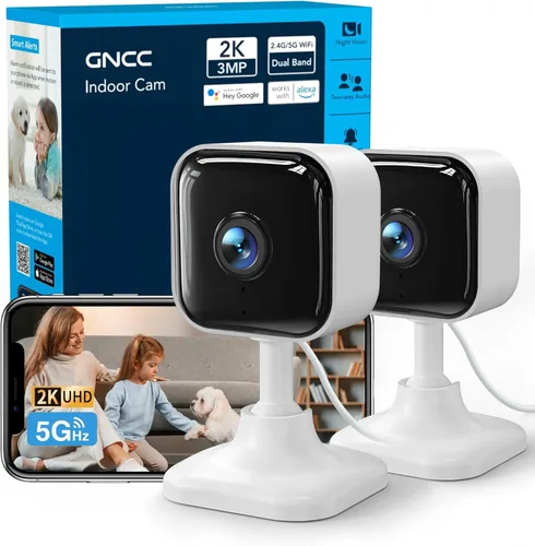 Miniatura 11 de GNCC Cámara de seguridad interior 2K para el hogar, cámara para mascotas 0.08 oz/0.18 oz WiFi, mini cámara para perros con aplicación de teléfono