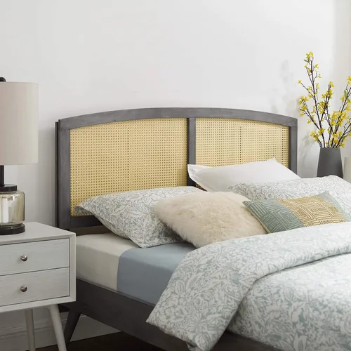 Modway Cabecera de ratán tejida con bastón Halcyon en color gris