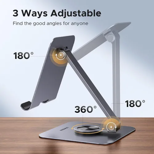 Miniatura 3 de UGREEN Soporte para tablet para escritorio con base giratoria de 360°, soporte de aluminio ajustable de múltiples ángulos, accesorios para el hogar