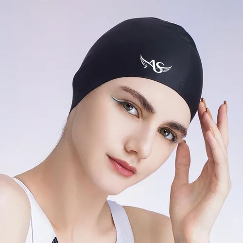 Miniatura 7 de Angel season Gorros de natación para mujer, de silicona, rizado, mediano y largo, diseño ergonómico para adultos, mantiene el cabello seco