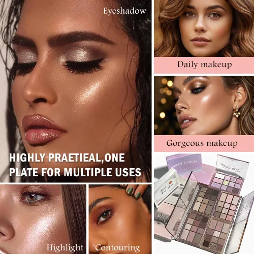 Miniatura 3 de SUAKE Paleta de sombras de ojos rosa nude, mate y brillante, alta pigmentación, 12 colores marrón y morado para maquillaje de ojos, paleta de 01#