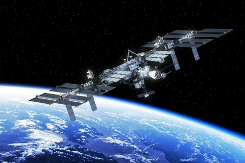 Estación Espacial Internacional Orbitando Tierra Ilustración Sistema Solar Ciencia Niños Mapa Galaxia Aula Cuadro Imágenes Planetas Exteriores