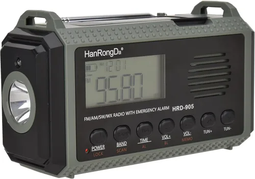 Miniatura 3 de Radio de emergencia 10000MAH Radio meteorológica solar manivela AM/FM/SW/NOAA radio de onda corta portátil con cargador de teléfono celular