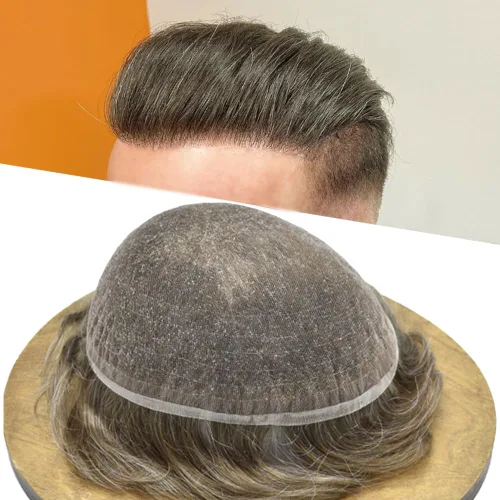 Miniatura 63 de PUNRU HAIR Completo Swiss Lace Toupee para hombres Sistema de cabello humano real Sistema de reemplazo de cabello humano para hombre Toupee