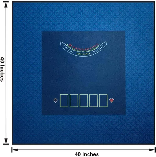 Miniatura 2 de BALIKEN Cuadrado 40x40 pulgadas Texas Holdem Poker Mat y Blackjack Mesa Casino Fieltro Portátil Casino Mat (Azul)