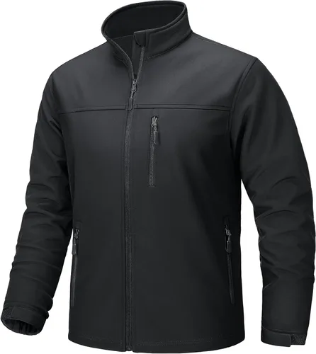 TACVASEN Chaqueta ligera Softshell para hombre, con forro polar, impermeable, táctica, con cremallera, abrigo de invierno cortavientos casual