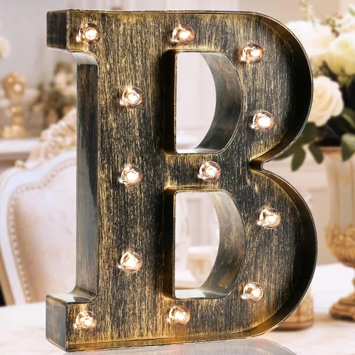Miniatura 18 de Oycbuzo - Cartel de letras con luces LED doradas y negras, estilo industrial y clásico, para decoración de cafeterías, bodas, fiestas de cumpleaños