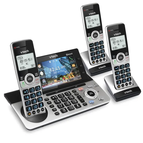 Miniatura 16 de VTech IS8251-3 - Teléfono inalámbrico de 3 manos de grado empresarial para oficina en casa, pantalla a color de 5", teclas de acceso directo