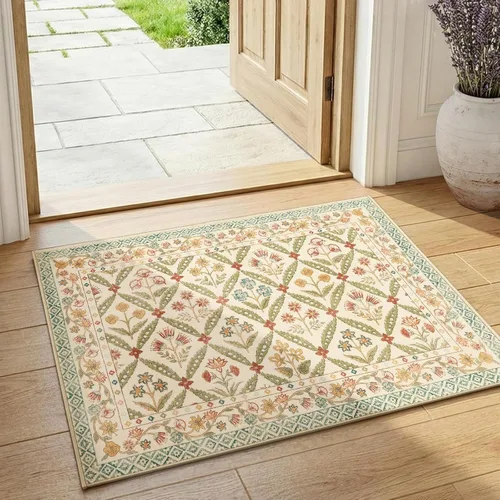 Miniatura 33 de jinchan Haden - Alfombra de entrada de 2 x 3 pulgadas, diseño floral vintage, lavable, suave, antideslizante, de pelo bajo, para puerta, cocina
